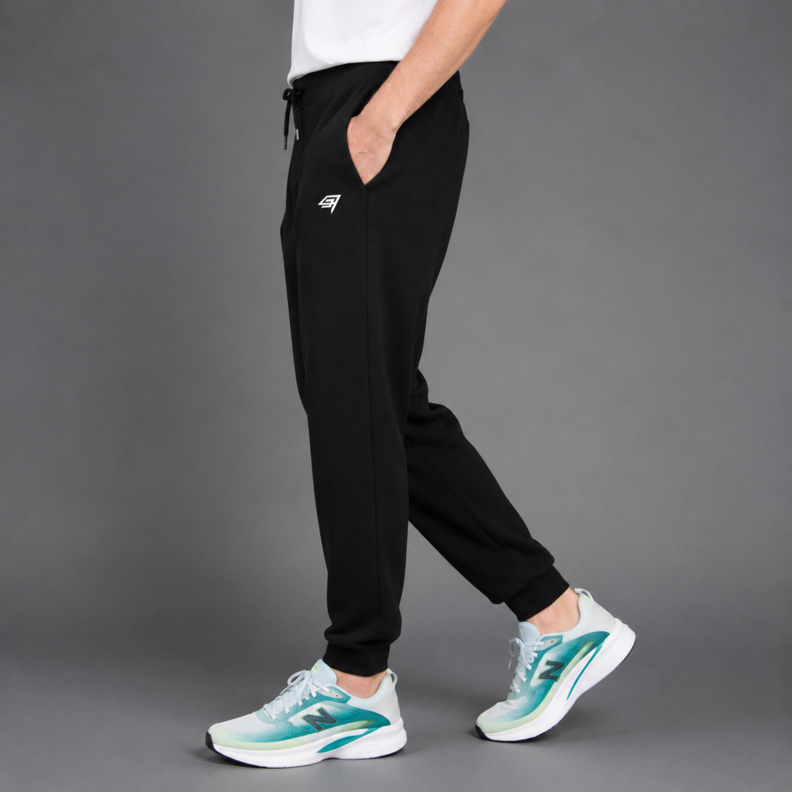 THR9VE BELIEF Jogger in black — men's soft cold-weather jogger, product photograph 1