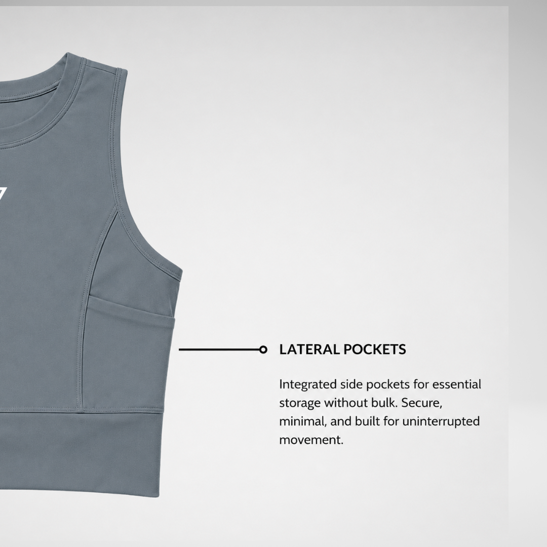 THR9VE ASCENT Tank Top in blue — fabric detail