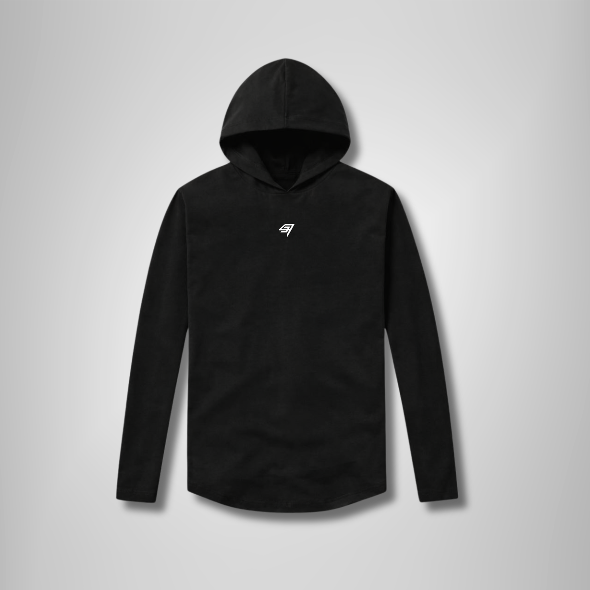 THR9VE BELIEF TENCEL Curve Hoodie in black — front view