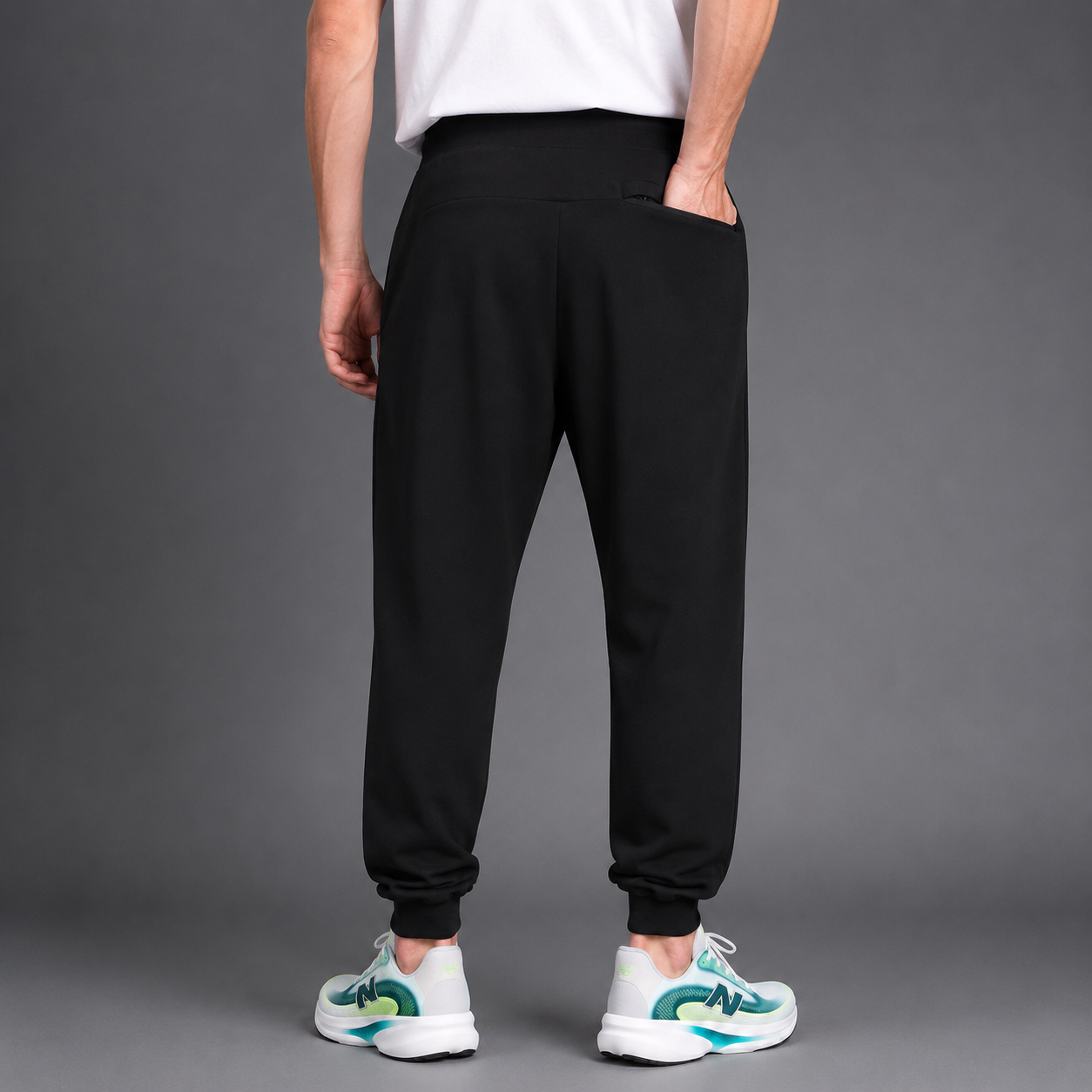 THR9VE BELIEF Jogger in black — men's soft cold-weather jogger, product photograph 2