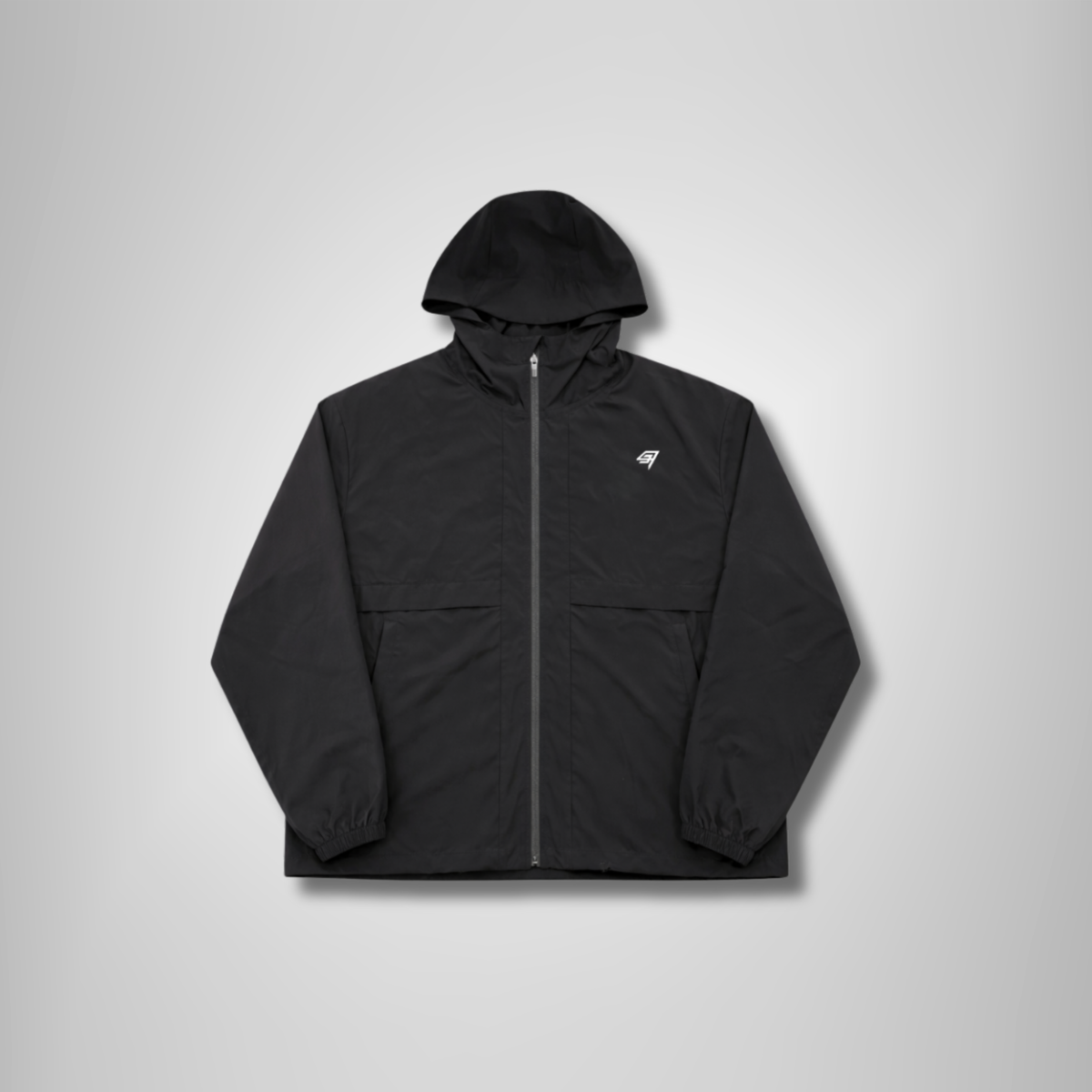 THR9VE PROCESS Lightweight Windbreaker in black — front view, shot 3