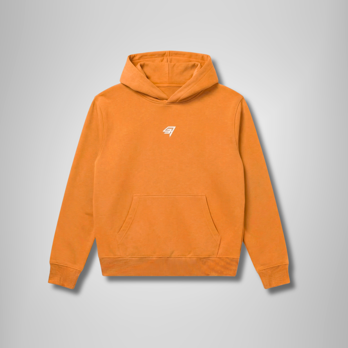 THR9VE Organic Cotton Hoodie in warm orange — front view, lifestyle shot 2