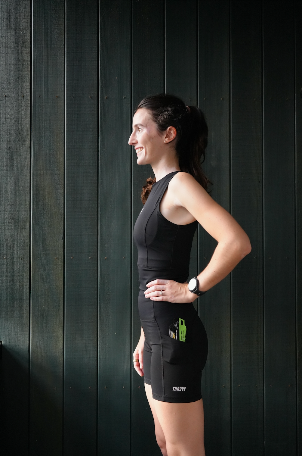 THR9VE ASCENT Running Shorts — women's high-rise compression shorts, product photograph 1